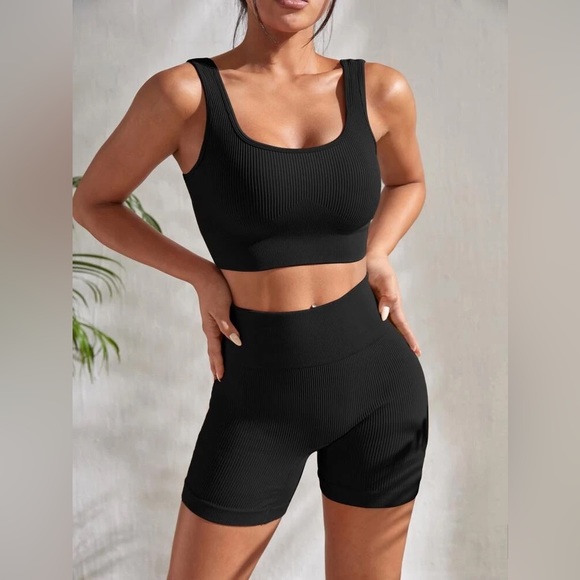 Ribbed Knit Wide Waistband Sports Set - Picture 4 of 6